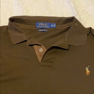 Brown long sleeve polo shirt